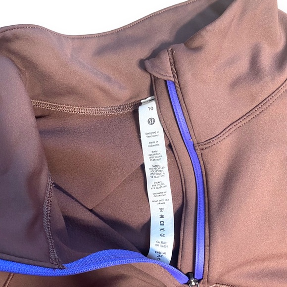 Lululemon Athletics TOPS TECH fleece Hiking Brown Cropped Quarter Zip Sz 10 - Picture 5 of 11